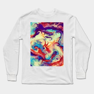 Abstract Liquid Paint Texture Long Sleeve T-Shirt